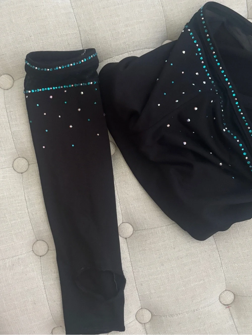 CEA Black and Teal Rhinestone Cold-Shoulder Kids uniform